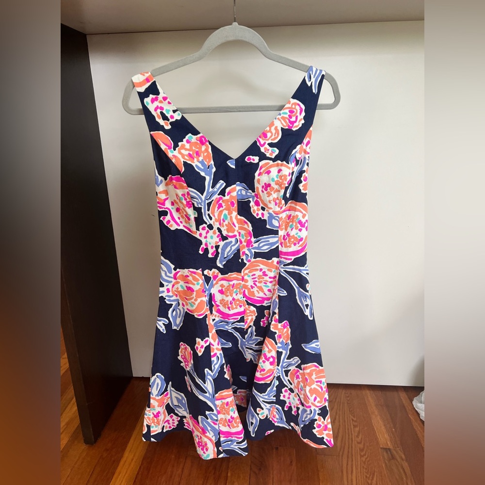 Lilly Pulitzer Navy and Pink Floral Dress